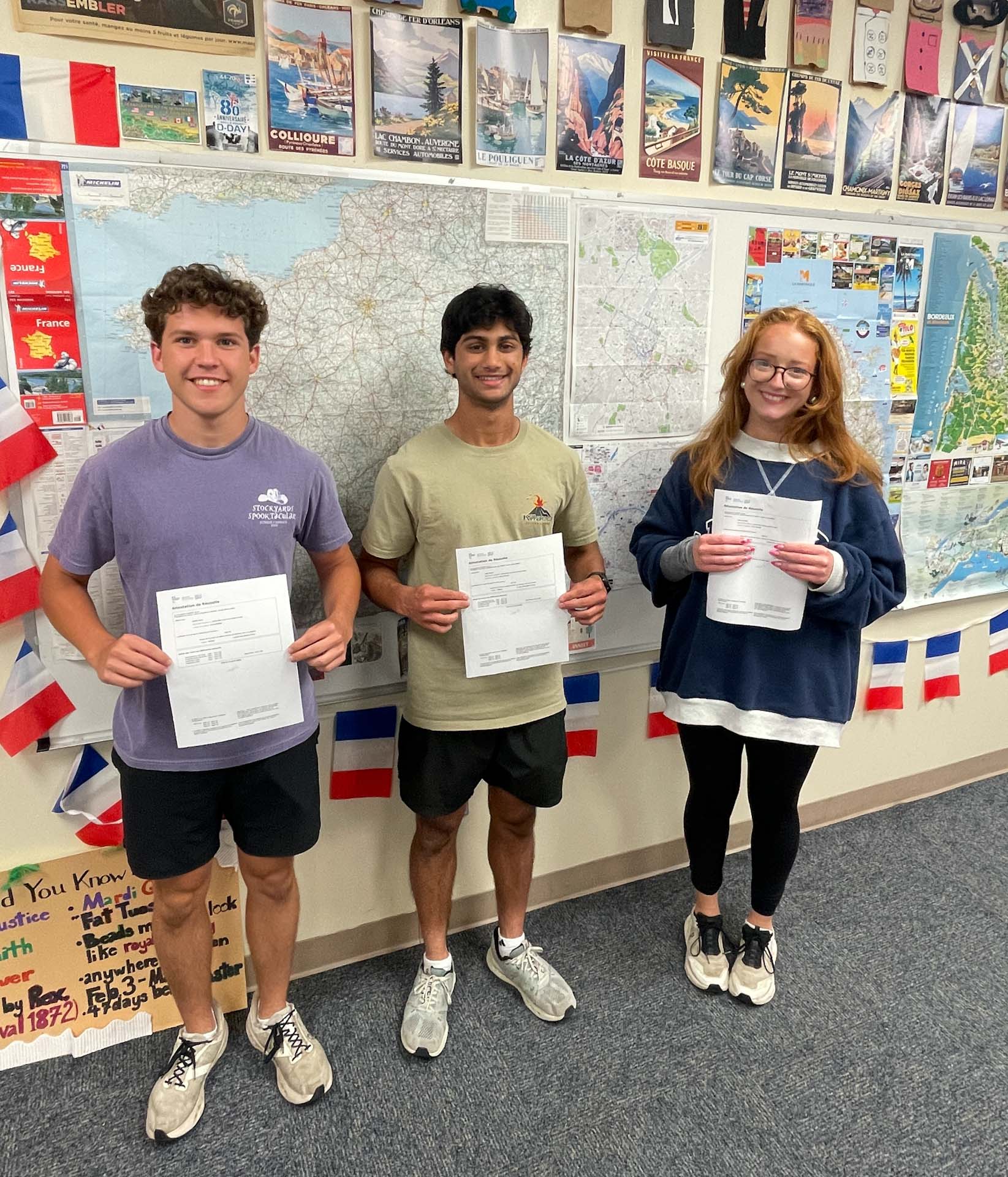Three Seniors Earn DELF Certification in French