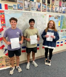 Three Seniors Earn DELF Certification in French