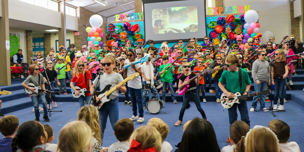 Lower school students at FWCD participating in a poetry explosion